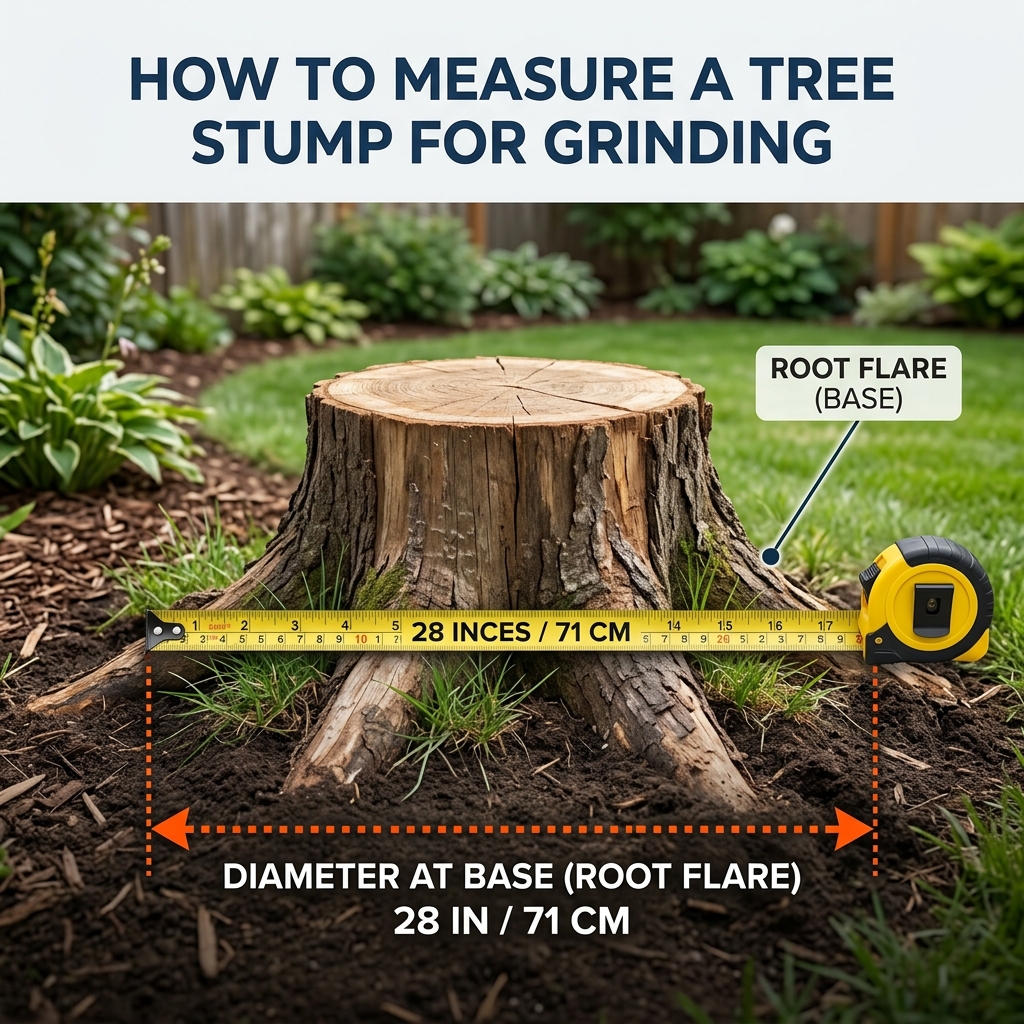 diagram showing where to measure stump diameter for grinding cost